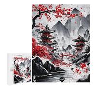 para Adultos 500 PCS Rompecabezas Japanese Temples Ink Wash Rompecabezas para Adultos Juegos Relajantes para La Diversión Familiar Juego Desafiante Regalos 500 PCS