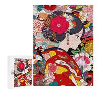 para Adultos 500 PCS Rompecabezas Kimono Flowers Japan Art Rompecabezas para Adolescentes Juego Práctico Decoración del Hogar Juego Desafiante Regalos 500 PCS