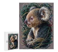 para Adultos 500 PCS Rompecabezas Koala in Green and Gold Rompecabezas para Adultos Juegos Relajantes para La Diversión Familiar Juego Desafiante Regalos 500 PCS