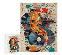 para Adultos 500 PCS Rompecabezas Koi Fish & Vinyl Vibrant Koi Fish Pop Art Unique Aquatic Decor Rompecabezas para Adultos Juego Familiar Corte De Precisión Cumpleaños Y Navida