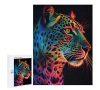 para Adultos 500 PCS Rompecabezas Leopard Neon Rompecabezas para Adultos Juego Familiar Corte De Precisión Cumpleaños Y Navidad 500 PCS