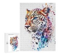 para Adultos 500 PCS Rompecabezas Leopard Watercolor Art Rompecabezas para Adultos Juego Familiar Corte De Precisión Cumpleaños Y Navidad 500 PCS