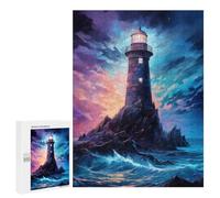 para Adultos 500 PCS Rompecabezas Lighthouse at Night Rompecabezas para Adultos Juego Familiar Corte De Precisión Cumpleaños Y Navidad 500 PCS