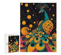 para Adultos 500 PCS Rompecabezas Majestic Peacock Illustration Vibrant and Elegant Design Peacock with Colorful Feathers Rompecabezas para Adolescentes Juego Práctico Decoración del Hogar Juego Des