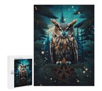 para Adultos 500 PCS Rompecabezas Mystical Forest Owl Rompecabezas para Adultos Juguetes Antiestrés Aliviador del Estrés Juego Desafiante Regalos 500 PCS