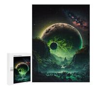para Adultos 500 PCS Rompecabezas Neon Green Full Moon Rompecabezas para Adolescentes Juego Práctico Decoración del Hogar Juego Desafiante Regalos 500 PCS