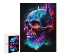 para Adultos 500 PCS Rompecabezas Neon Skull Fantasy Artwork Rompecabezas para Adultos Juego Familiar Corte De Precisión Cumpleaños Y Navidad 500 PCS