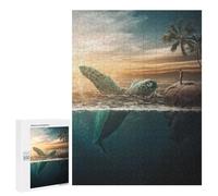 para Adultos 500 PCS Rompecabezas Ocean's Whisper A Man and A Sea Turtle Rompecabezas para Adultos Juego Familiar Corte De Precisión Cumpleaños Y Navidad 500 PCS