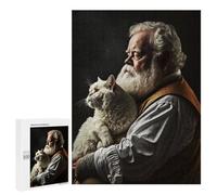 para Adultos 500 PCS Rompecabezas Old Man with His Cat Rompecabezas para Adultos Juego Familiar Corte De Precisión Cumpleaños Y Navidad 500 PCS