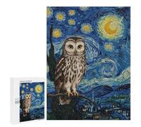 para Adultos 500 PCS Rompecabezas Owl in Starry Night Style Rompecabezas para Adolescentes Juego Práctico Decoración del Hogar Juego Desafiante Regalos 500 PCS