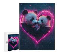 para Adultos 500 PCS Rompecabezas Panda Love Heart Rompecabezas para Adolescentes Juego Práctico Decoración del Hogar Juego Desafiante Regalos 500 PCS