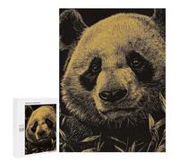 para Adultos 500 PCS Rompecabezas Panda Portrait in Gold and Black Rompecabezas para Adolescentes Juego Práctico Decoración del Hogar Juego Desafiante Regalos 500 PCS