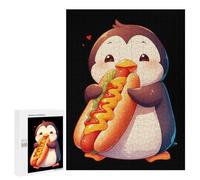 para Adultos 500 PCS Rompecabezas Penguin Loves Hot Dog Rompecabezas para Adultos Juego Familiar Corte De Precisión Cumpleaños Y Navidad 500 PCS