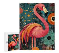 para Adultos 500 PCS Rompecabezas Pink Flamingo Art Print Vibrant Pink Flamingo Art Prints Modern Tropical Decor Rompecabezas para Adolescentes Juego Práctico Decoración del Hogar Juego Desafiante R