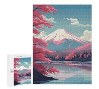 para Adultos 500 PCS Rompecabezas Pink Mount Fuji Sakura Rompecabezas para Adultos Juego Familiar Corte De Precisión Cumpleaños Y Navidad 500 PCS