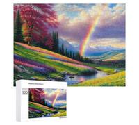 para Adultos 500 PCS Rompecabezas Rainbow Valley A Serene Landscape Rompecabezas para Adultos Juego De Ingenio Regalos para Mujeres Diversión En Casa Actividades, 500 PCS