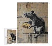 para Adultos 500 PCS Rompecabezas Rat Cheese Graffiti Banksy Rompecabezas para Adultos Juego Familiar Corte De Precisión Cumpleaños Y Navidad 500 PCS