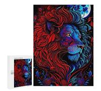 para Adultos 500 PCS Rompecabezas Red and Blue Lion Moon Art Rompecabezas para Adultos Juguetes Antiestrés Aliviador del Estrés Juego Desafiante Regalos 500 PCS