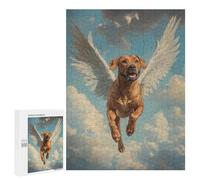 para Adultos 500 PCS Rompecabezas Rhodesian Ridgeback Angel Majestic Pet Tribute Dog with Wings Rompecabezas para Adolescentes Juego Práctico Decoración del Hogar Juego Desafiante Regalos 500 PCS