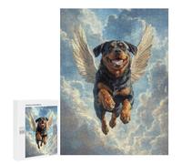 para Adultos 500 PCS Rompecabezas Rottweiler with Angel Wings A Tribute to Strength and Love Rompecabezas para Adolescentes Juego Práctico Decoración del Hogar Juego Desafiante Regalos 500 PCS