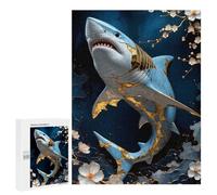 para Adultos 500 PCS Rompecabezas Shark Gold Kintsugi Art Rompecabezas para Adultos Juegos Relajantes para La Diversión Familiar Juego Desafiante Regalos 500 PCS
