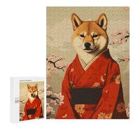 para Adultos 500 PCS Rompecabezas Shiba Inu Kimono Pixel Art Rompecabezas para Adolescentes Juego Práctico Decoración del Hogar Juego Desafiante Regalos 500 PCS
