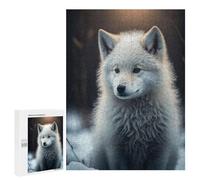 para Adultos 500 PCS Rompecabezas Snowy Wolf Pup in Winter Wonderland Rompecabezas para Adultos Juegos Relajantes para La Diversión Familiar Juego Desafiante Regalos 500 PCS