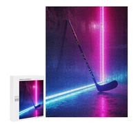 para Adultos 500 PCS Rompecabezas Sport Neon Hockey Stick Rompecabezas para Adolescentes Juego Práctico Decoración del Hogar Juego Desafiante Regalos 500 PCS