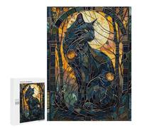para Adultos 500 PCS Rompecabezas Stained Glass Cat Rompecabezas para Adultos Juego Familiar Corte De Precisión Cumpleaños Y Navidad 500 PCS