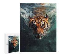 para Adultos 500 PCS Rompecabezas Tiger Swimming Underwater Rompecabezas para Adultos Juego Familiar Corte De Precisión Cumpleaños Y Navidad 500 PCS