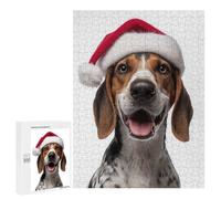 para Adultos 500 PCS Rompecabezas Treeing Walker Coonhound Dog with Santa Hat Rompecabezas para Adultos Juegos Relajantes para La Diversión Familiar Juego Desafiante Regalos 500 PCS