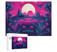 para Adultos 500 PCS Rompecabezas Vibrant Tropical Sunset with Game Controller Rompecabezas para Adultos Juguetes Antiestrés Aliviador del Estrés Juego Desafiante Regalos 500 PCS