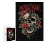 para Adultos 500 PCS Rompecabezas Viper and Skull with Text Rompecabezas para Adolescentes Juego Práctico Decoración del Hogar Juego Desafiante Regalos 500 PCS