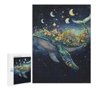 para Adultos 500 PCS Rompecabezas Whale with Flowers in Space-2 Rompecabezas para Adultos Juego Familiar Corte De Precisión Actividades Divertidas En Casa 500 PCS