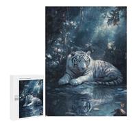 para Adultos 500 PCS Rompecabezas White Tiger in Forest Rompecabezas para Adultos Juego Familiar Corte De Precisión Cumpleaños Y Navidad 500 PCS