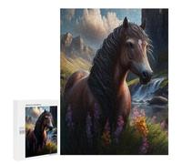 para Adultos 500 PCS Rompecabezas Wild Horse in Mountain Paradise Rompecabezas para Adolescentes Juego Práctico Decoración del Hogar Juego Desafiante Regalos 500 PCS