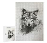 para Adultos 500 PCS Rompecabezas Wolf Head in Charcoal Rompecabezas para Adultos Juego Familiar Corte De Precisión Cumpleaños Y Navidad 500 PCS