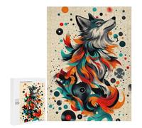 para Adultos 500 PCS Rompecabezas Wolf with Vinyl Records Mystical Wolf Wall Art for Wildlife and Fantasy Fans Rompecabezas para Adultos Juego Familiar Corte De Precisión