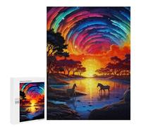 para Adultos 500 PCS Rompecabezas Zebra Serenity Sunset Reflections Rompecabezas para Adultos Juego De Ingenio Regalos para Mujeres Diversión En Casa Actividades, 500 PCS