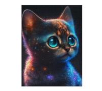 para Adultos 52x38cm/1000pcs Rompecabezas Galactic Kitten Portrait Rompecabezas para Adultos Juguetes Antiestrés Que Mejoran La Memoria Diversión En Casa Actividades, 52x38cm/1000pcs