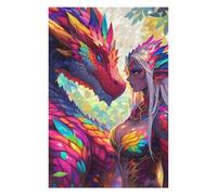 para Adultos 75x50cm/1000pcs Rompecabezas Fantasy Dragon and Warrior Artwork Rompecabezas Práctico Juego De Carreras De Velocidad De Manos Cumpleaños Y Navidad 75x50cm/1000pcs