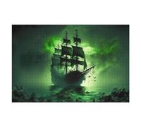 para Adultos 75x50cm/1000pcs Rompecabezas Ghost Ship in Mystic Green Fog Rompecabezas para Adultos Juego De Ingenio Patrón De Ensamblaje 75x50cm/1000pcs