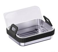Para airfryer sartén de acero inoxidable con silicona para mango (Black 4)