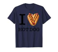 para Amantes de la Comida: I Love Hot Dogs en Negro Camiseta