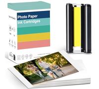 Para Amber M100/M200 4x6" Papel fotográfico 40 hojas + 1 cartuchos de tinta | Kit de recarga de impresora de sublimación de tinte | Impermeable y a prueba de oxidación | Listo para pantalla