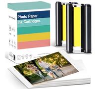 Para Amber M100/M200 4x6" Papel fotográfico 80 hojas + 2 cartuchos de tinta | Kit de recarga de impresora de sublimación de tinte | Impermeable y a prueba de oxidación | Listo para pantalla