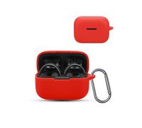 Para Anker Soundcore Auriculares inalámbricos AeroClip, funda protectora de silicona suave y agradable para la piel, con mosquetón, protección completa, rojo