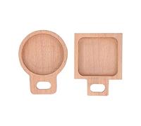 para Aperitivos de Madera de Haya con Asa, Bandeja Multiuso para Salsas, Redondo y Rectangular - Diseño Ligero y Portátil, Ideal para Cocina y Actividades al Aire Libre (Conjunto redondo + cuadrado)