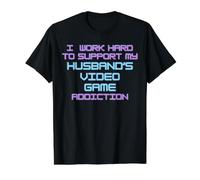 para apoyar la adicción a los Videojuegos de mi Esposo Esposa de un Jugador Camiseta gráfica económica, Hombre, Negro, M