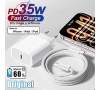 Para Apple original 35W tipo C Cargador rápido para iPhone 17 16 15 14 13 12 11 pro Max Samsung S25 xiaomi carga rápida cable de carga